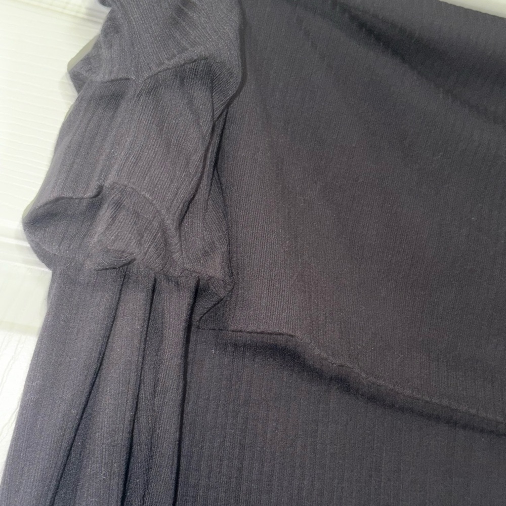 Topshop Black Ribbed Knit Off the Shoulder Top Size L - Picture 2 of 4